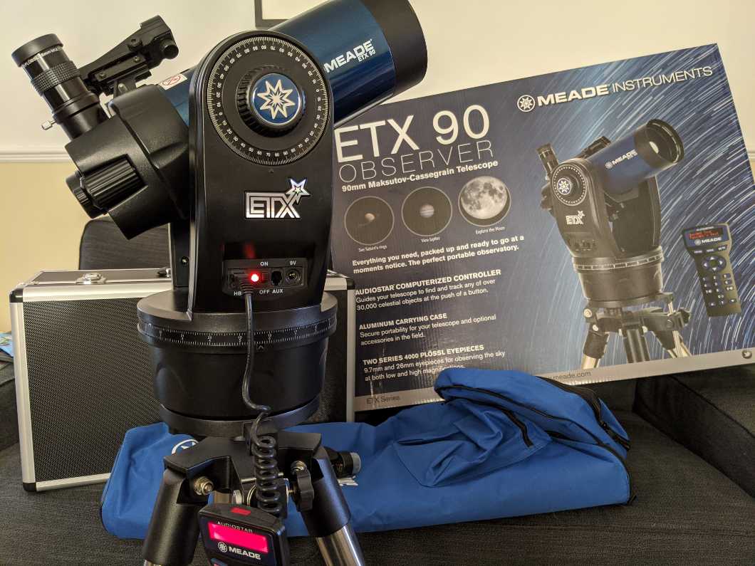 Meade Instruments ETX90 Observer Portable Computerised Telescope with Hard and Soft Carry Cases - Metallic Blue