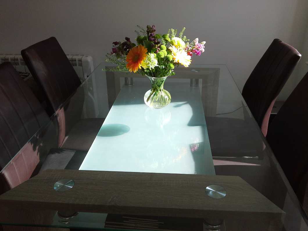Glass table and 4 chairs. Needs to go offers considered will reserve, reduced again.