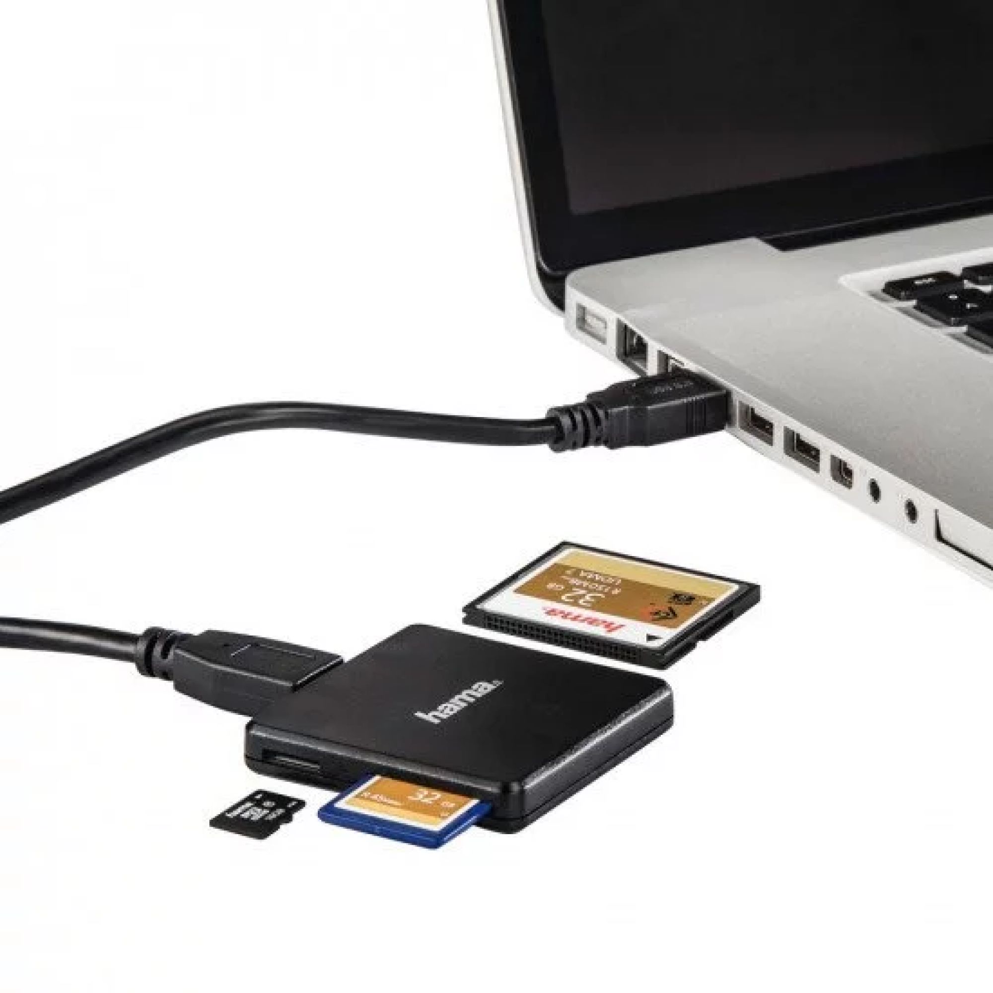 Hama USB 3.0 Multi Card Reader, SD/microSD/CF, Black