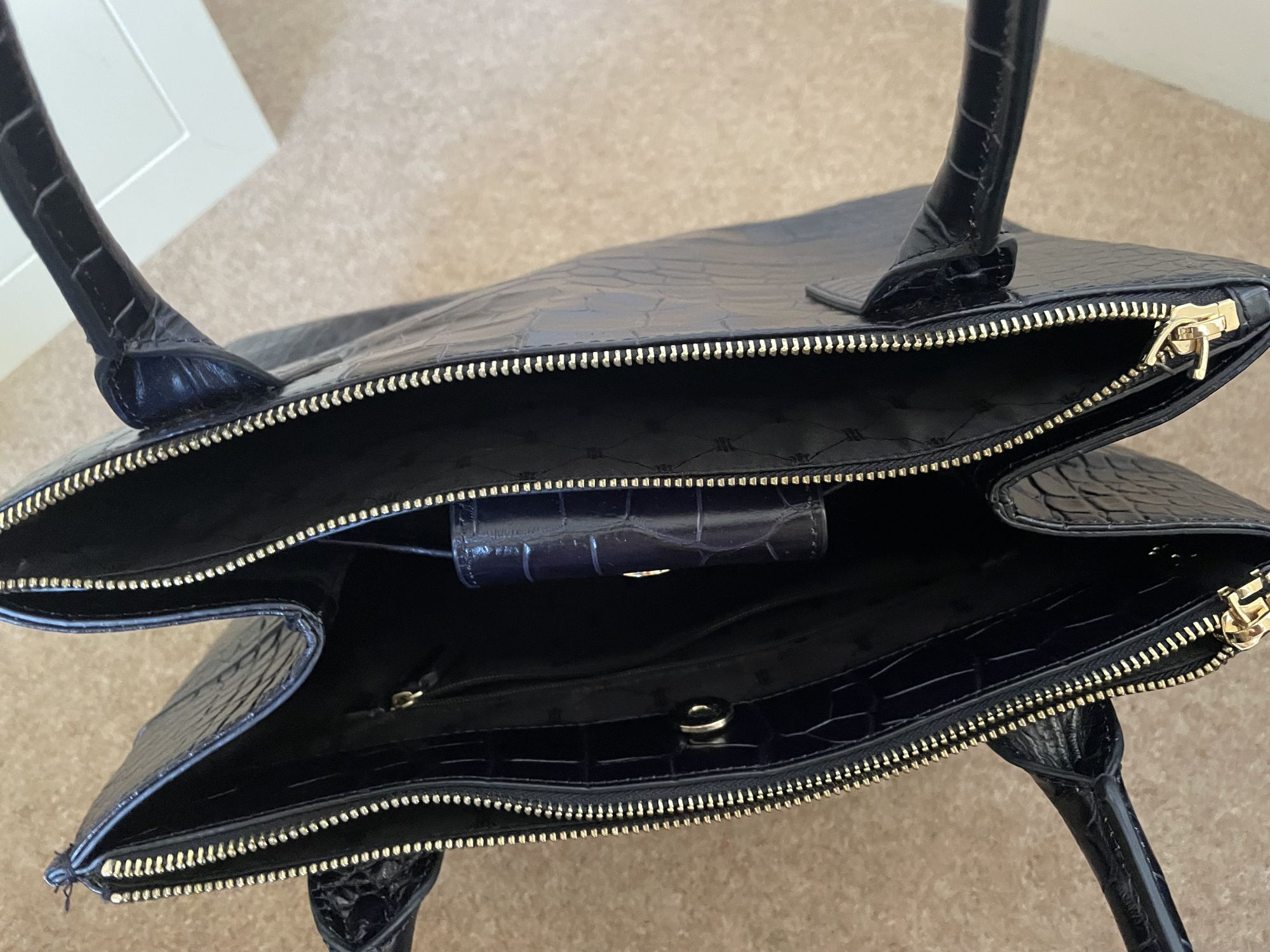 Dark Navy leather briefcase bag