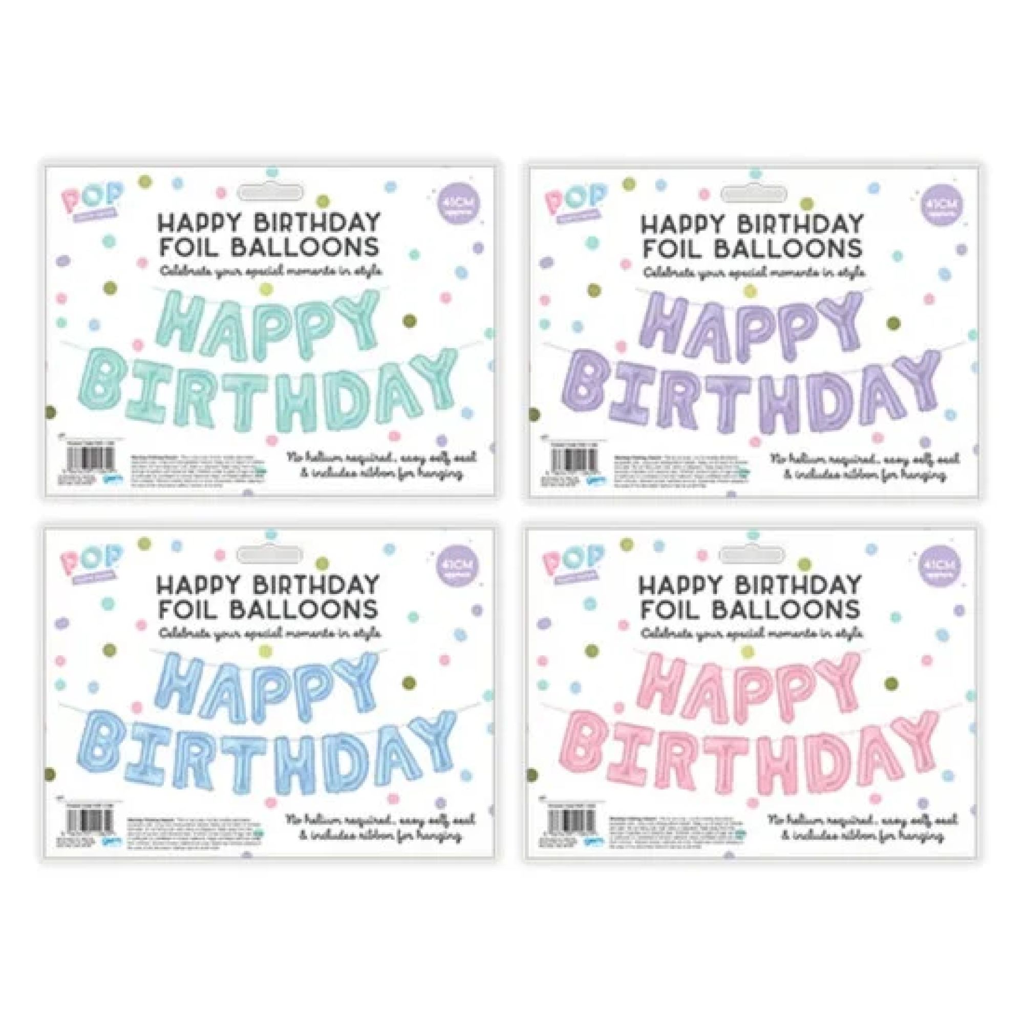 POP Pastel Happy Birthday Foil Balloons 41cm