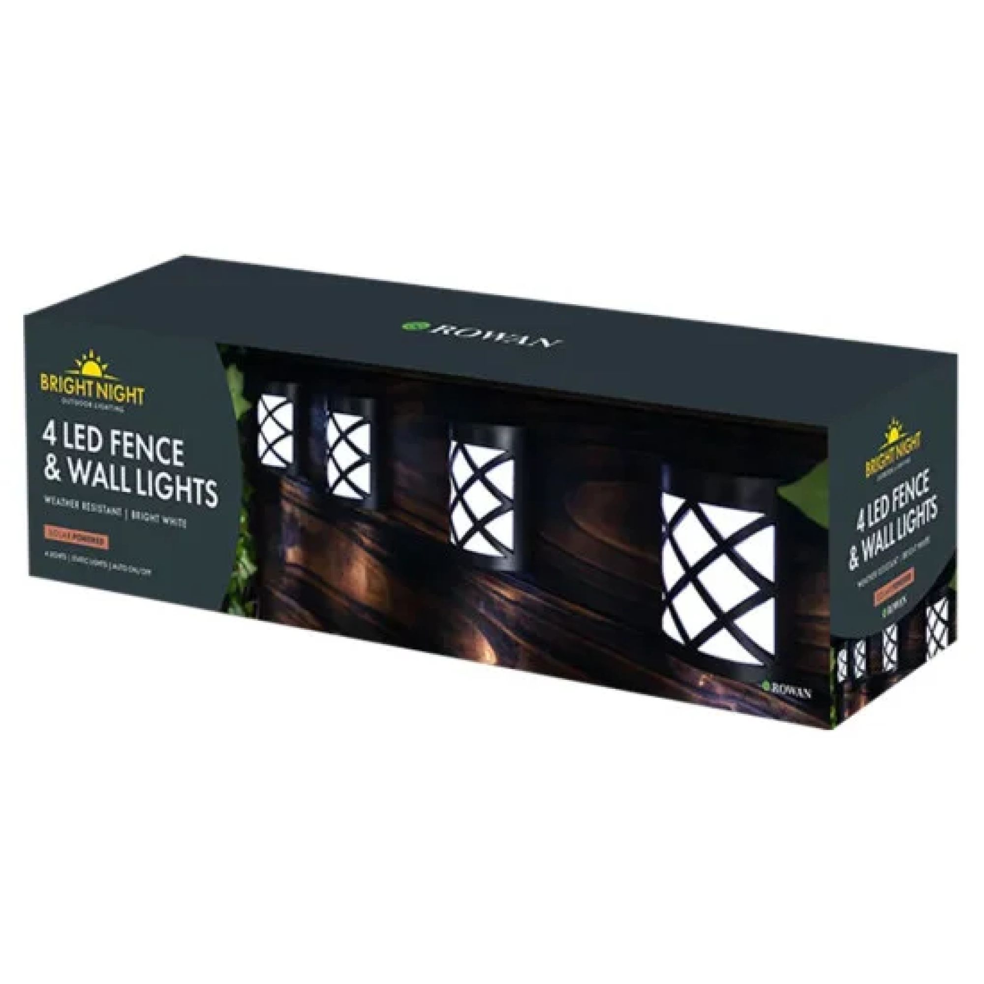 Bright Night Solar LED Fence & Wall Lights 4pk