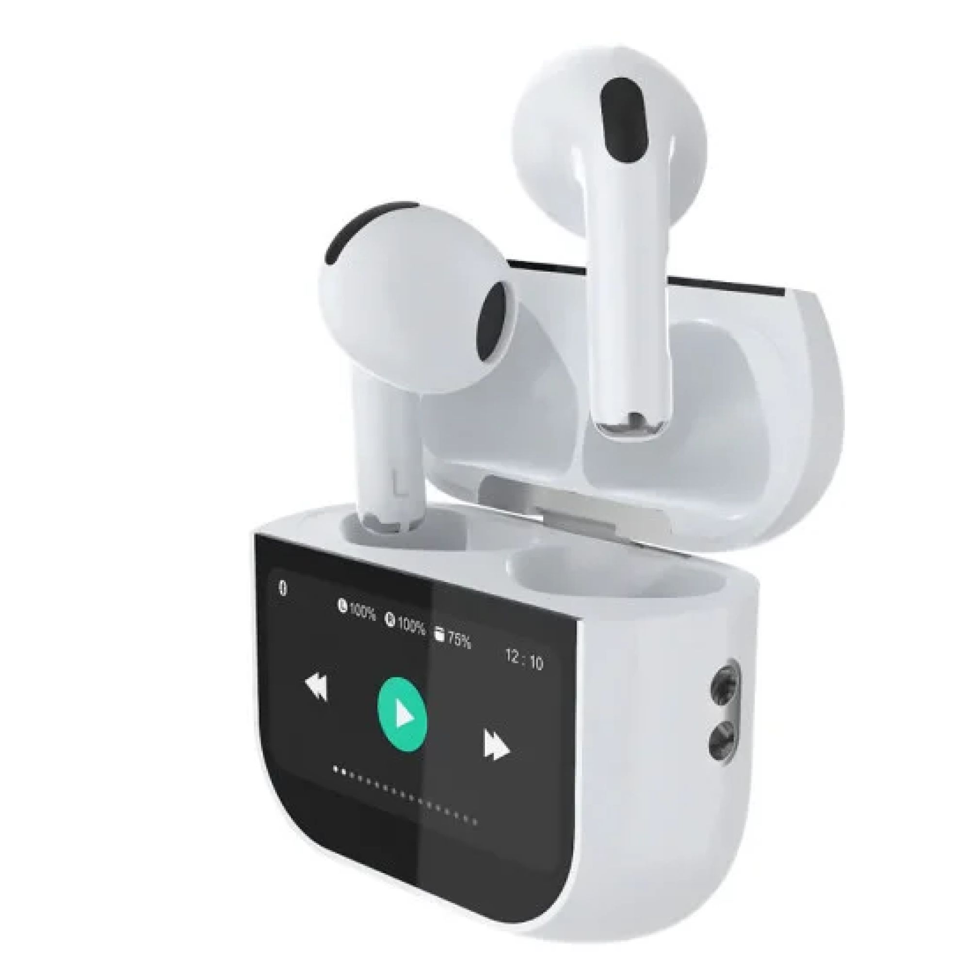 Wyewave ProSound Wireless Earbuds with LCD Touch Screen - White