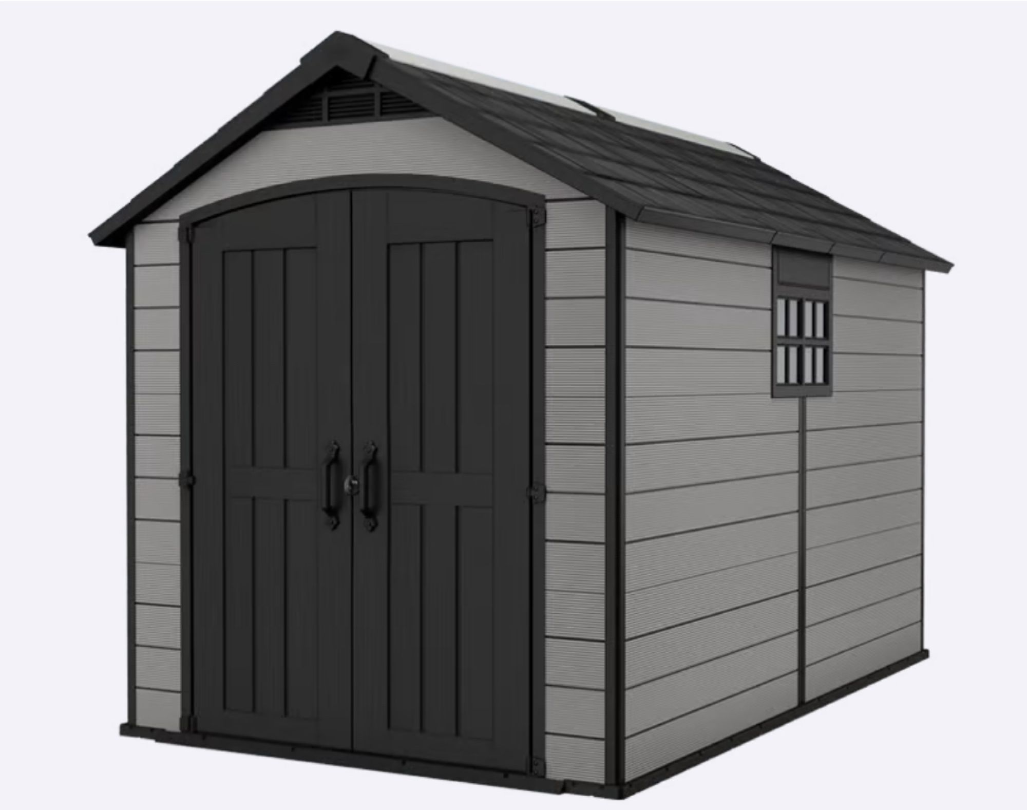 New KETER Premier Plastic Garden Shed 759 - 228w x 287d x 252h cm /  7.5x9ft - Grey