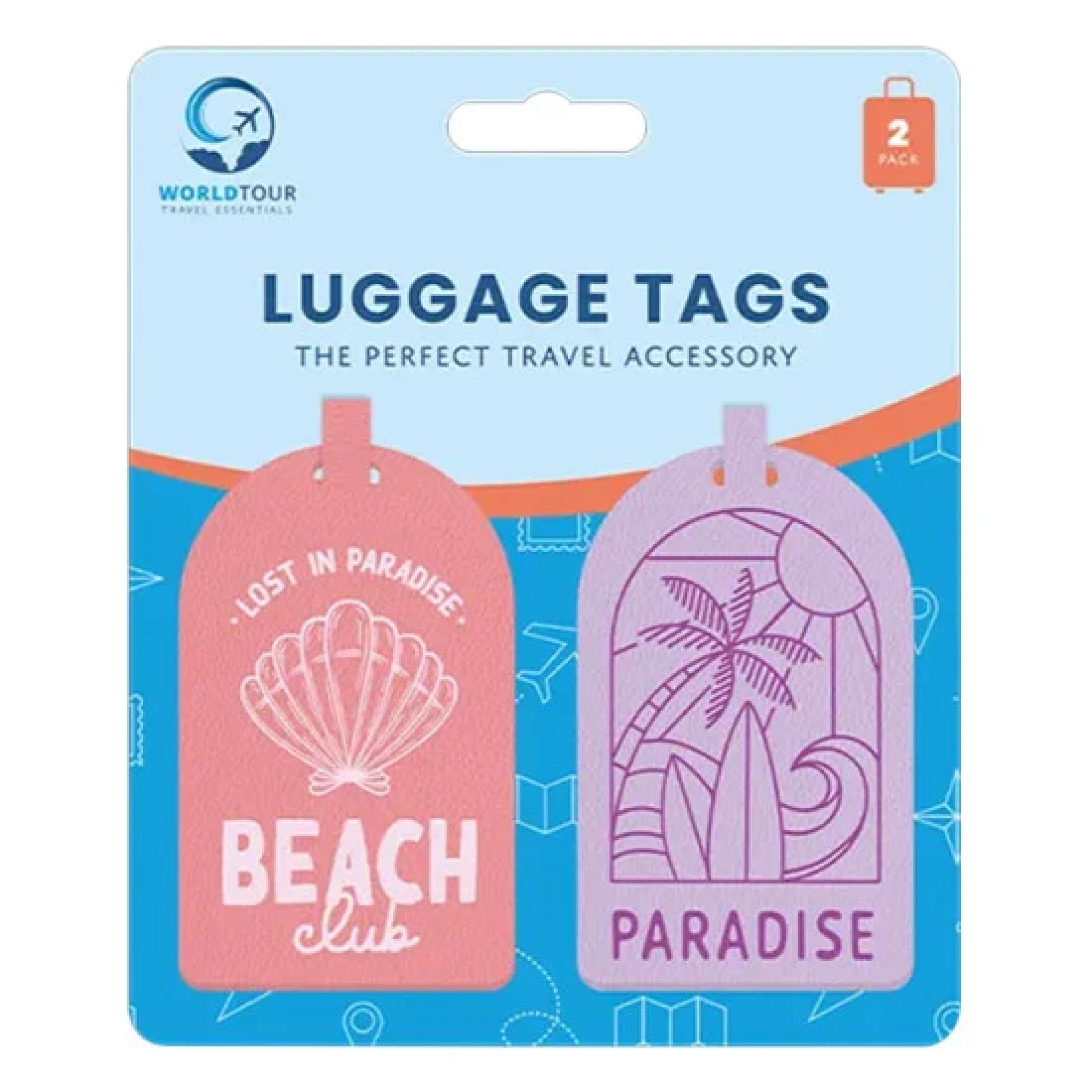 World Tour Trend PU Leather Luggage Tags 2pk - Paradise