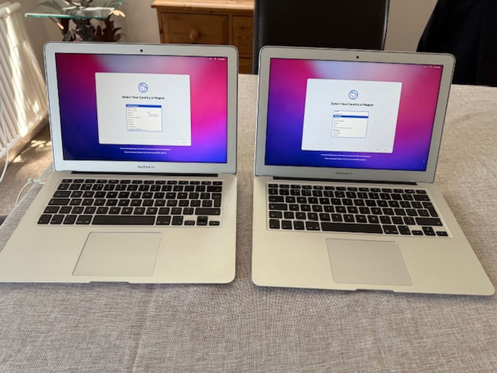 Two MacBook Air Laptops, Silver, macOS Monterey installed