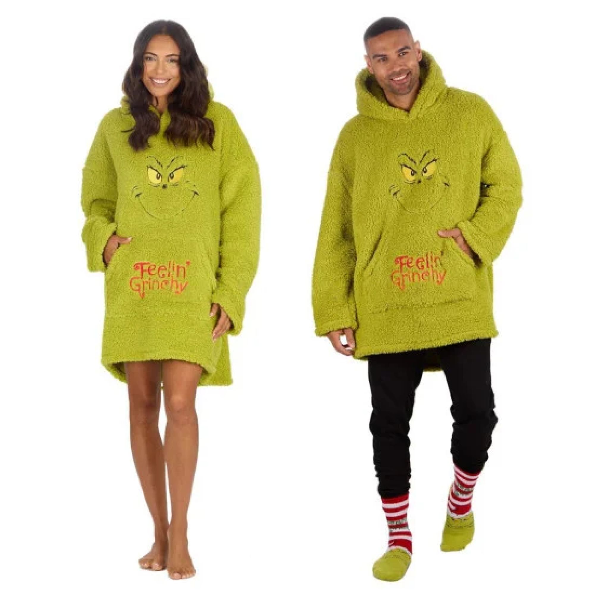 Adults The Grinch Hoodie Supersoft Fleece Oversize Hoody - One Size