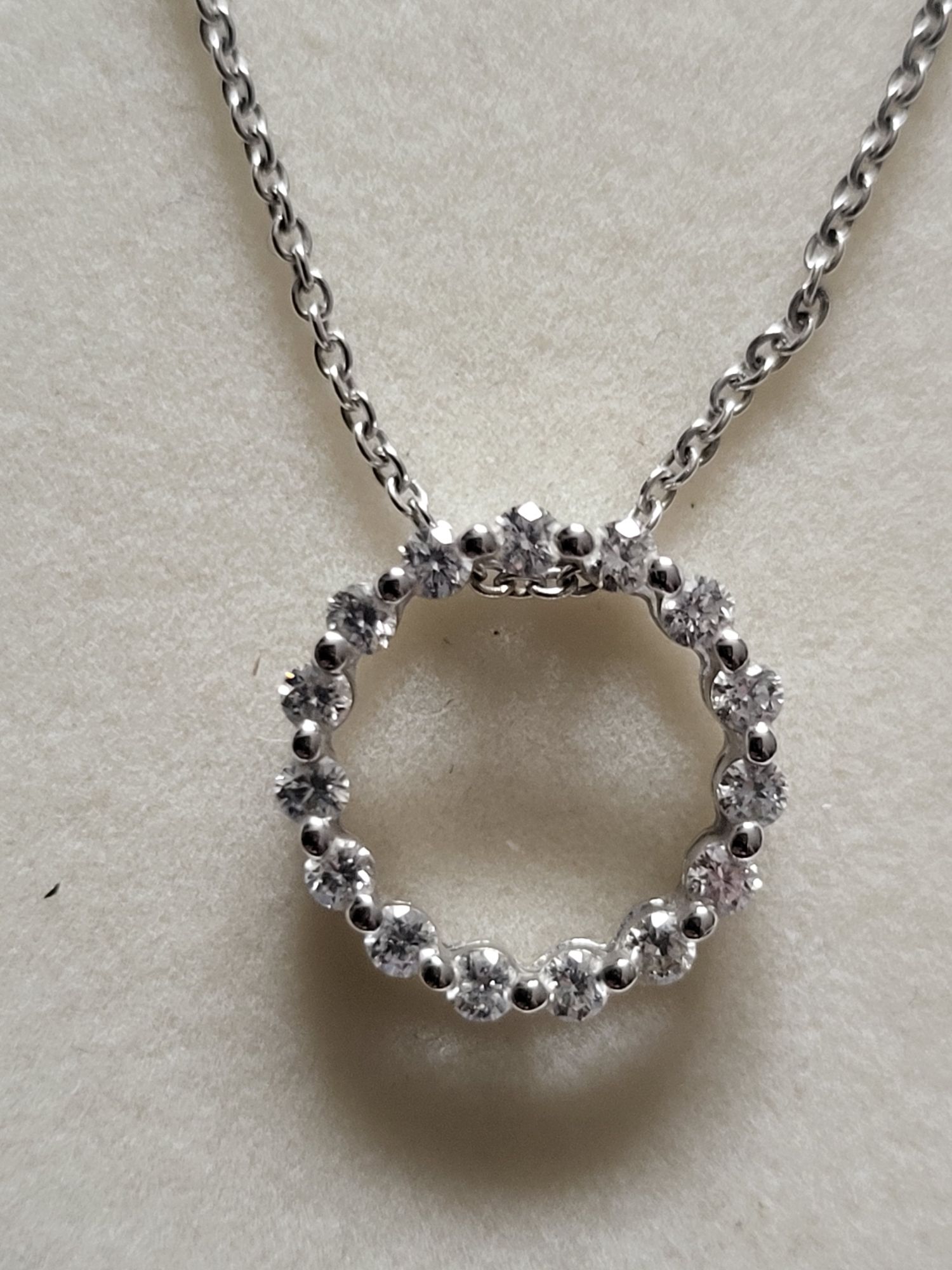 White Gold Eternity Diamond Pendant Circle Necklace