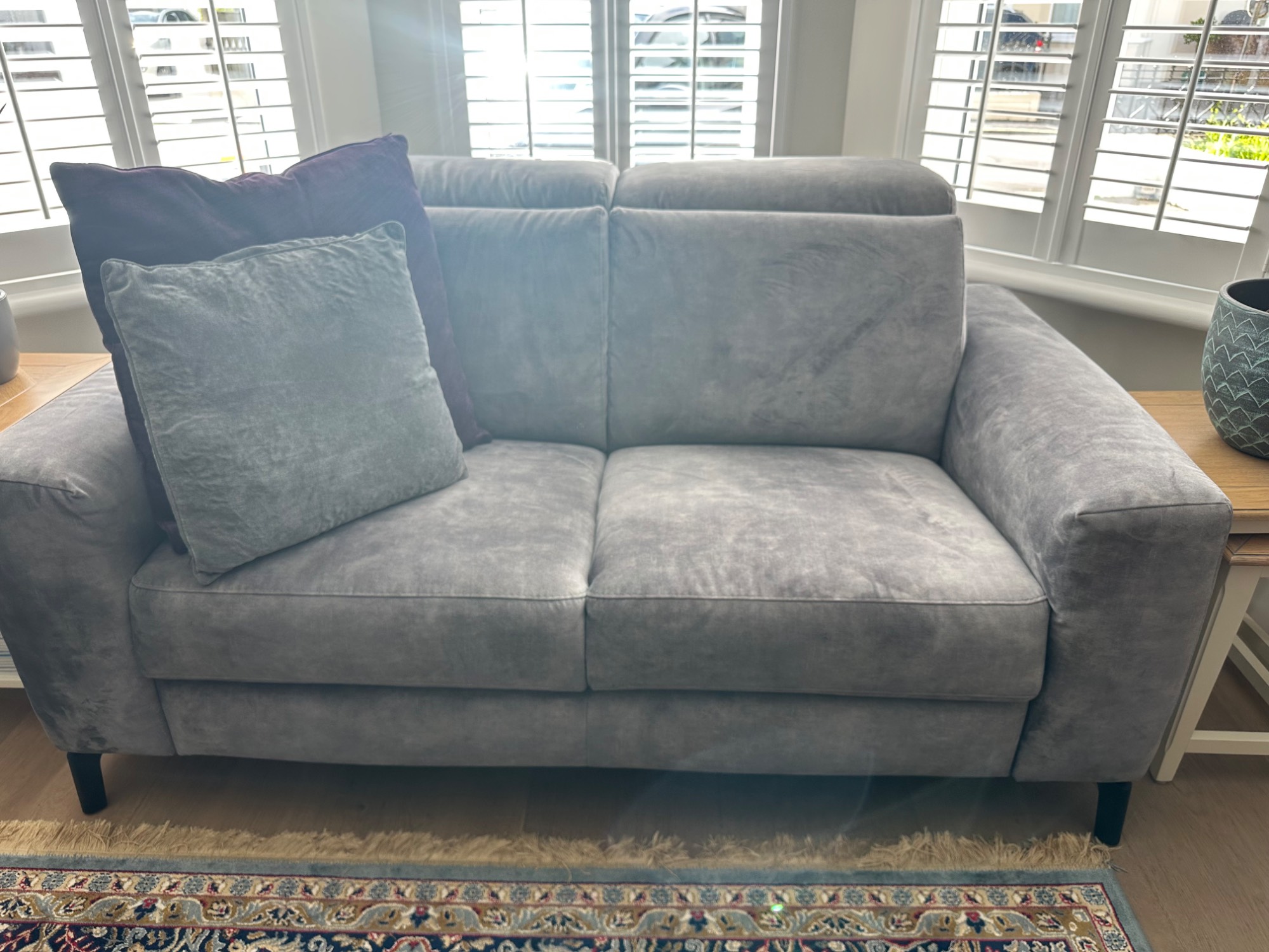 Italian made reclining sofa set (with reupholstered footstall)