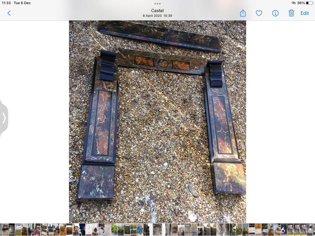 Marble fireplace.