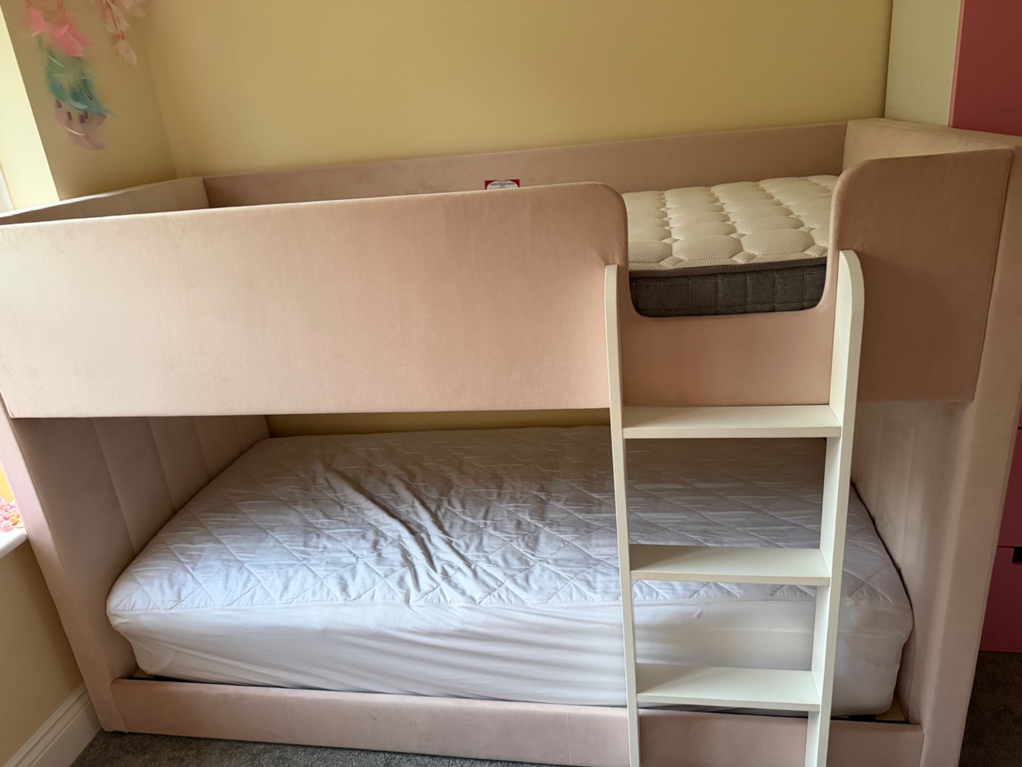Pink velvet bunk bed