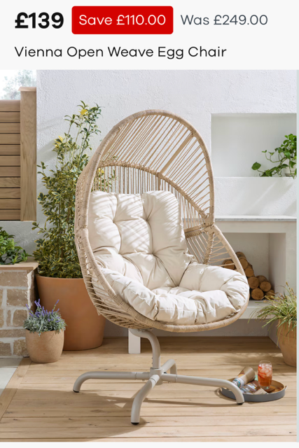 4 Garden Egg Chairs New (never used)