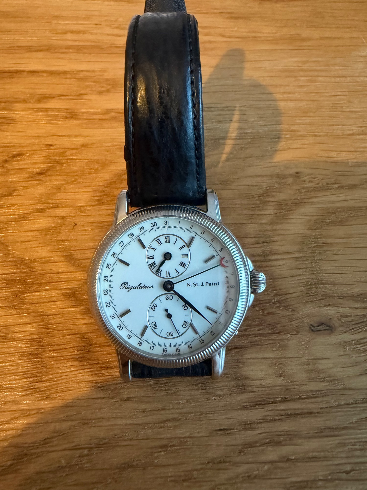 Rare N. St. J. Paint & Sons Guernsey Regulateur 3157-A Swiss Mechanical Watch