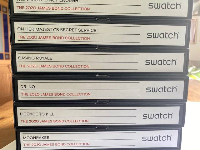 SET OF 6 SWATCH BOND WATCHES UNWORN MINT AND BOXED